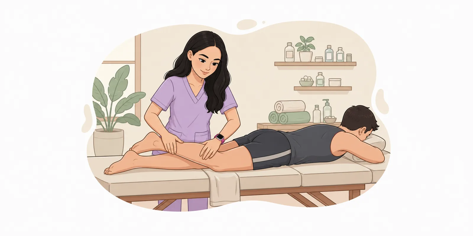 Massaggio sportivo pre-gara o post-gara: quale scegliere? — illustrazione a cura di Nicole Palumbi